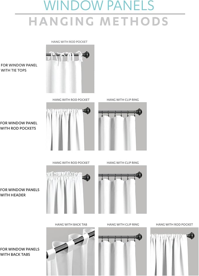 Lush Decor Linen Button Valance | 52"W x 18"L | Farmhouse Style | Coconut Husk Buttons | Pack of 12