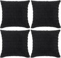 Fancy Homi 4 Packs Boho Black Decorative Throw Pillow Covers 16x16 Inch for Living Room Couch Bed Sofa, Rustic Modern Farmhouse Home Decor, Soft Plush Corduroy Cute Square Cushion Case 40x40 cm