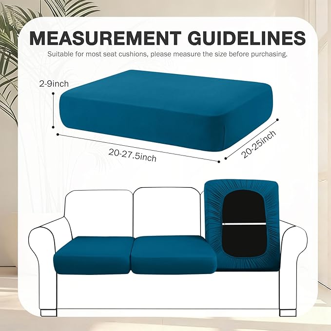hyha 12Pcs Patio Cushion Covers, Stretch Outdoor Couch Cushion Covers, Washable Outdoor Chair/Sofa Slipcovers for Patio Furniture Cushions Protector with Elastic Bottom(Peacock Blue,Cover Only)