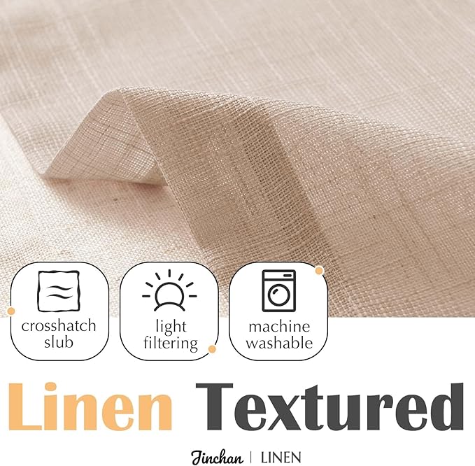 jinchan Linen Farmhouse Valances for Living Room Windows 16 Inch Slubbed Crossed Double Layer Window Valances Light Filtering Rustic Country Overlay Rod Pocket 2 Panels Blush Beige