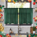 youleyar Solid Sheer Rod Pocket Curtain Voile Draperies 2 Panels White Beige Black Ivory Grey 26 Inch Width 30 Inch Long 1 Pair for Kitchen Bedroom Children Living Room Yard(Foliage Green,26W x 30L)