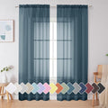 Simplebrand Dusty Blue Sheer Curtains 84 Inches Long, Light Filtering Rod Pocket Solid Color Window Sheer Curtain Panels, Elegant Curtains & Drapes for Living Room, Bedroom 2 Panels (42" W x 84" L)