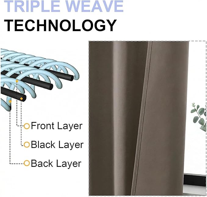 Simplebrand Ava Latte Short Blackout Curtains for Bedroom 45 Inches Long 2 Panels Set, Solid Thermal Insulated, Energy Saving Window Treatment Curtains Blackout Drapes, W40 x L45 Inch, Latte