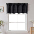 Chyhomenyc Black Short Curtain Valance for Windows, Faux Linen Textured Half Window Curtains, Burlap Solid Topper Small Curtain Valance for Bathroom Laundry Basement, 60Wx20L Inch, 1 Piece