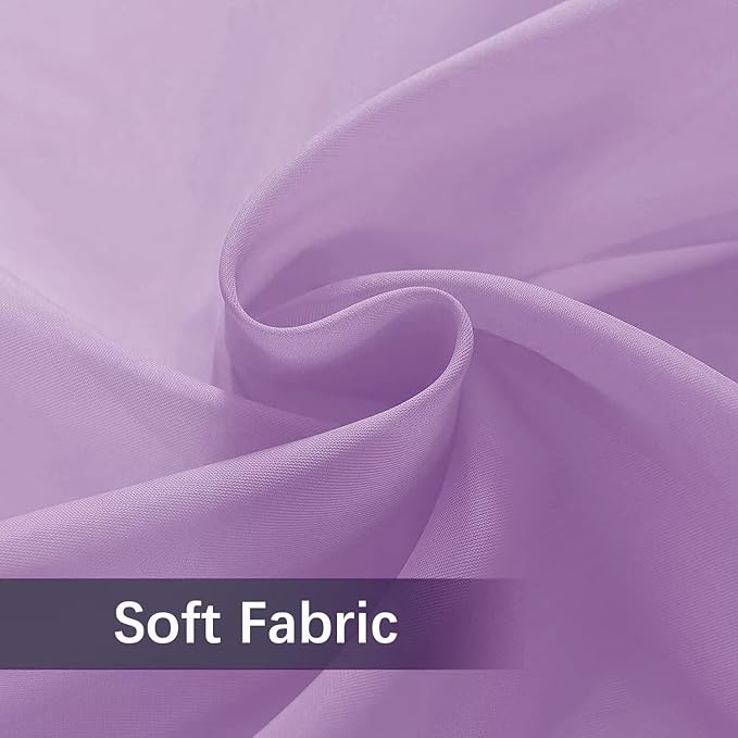youleyar Solid Sheer Rod Pocket Curtain Voile Draperies 2 Panels White Beige Black Ivory Coffee 26 Inch Width 24 Inch Long 1 Pair for Kitchen Bedroom Children Living Room Yard(Lavender,26W x 24L)
