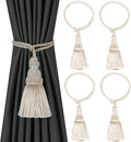 Fenghuangwu 4 Pack Curtain Tie Backs Rope Tassels for Curtains Drape tiebacks Handmade Outdoor Home and Outdoor Decorative (Beige, 4p)