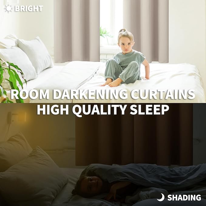 BGment Room Darkening Curtains 54 Inches Long - Grommet Thermal Insulated Drapes Window Treatment Curtains for Bedroom, 2 Panels, 38 x 54 Inch, Camel