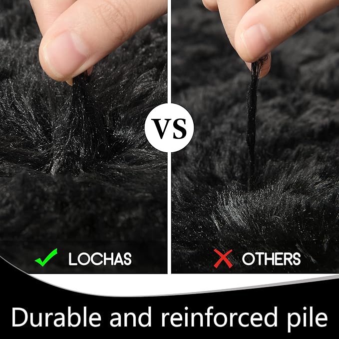 LOCHAS Ultra Soft Indoor Modern Area Rugs Fluffy Living Room Carpets for Children Bedroom Home Decor Nursery Rug 2x8 Feet, Black