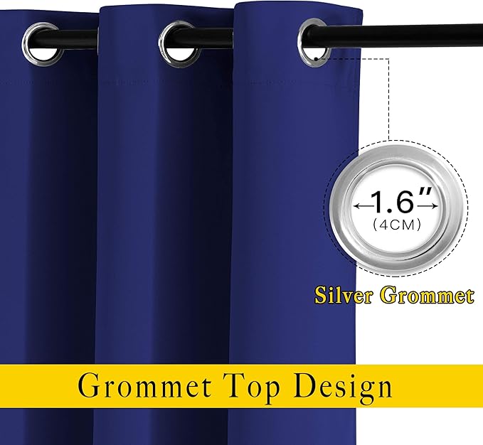 NICETOWN Navy Blue Bedroom Blackout 90 inch Curtains - Grommet Energy Saving Thermal Insulated Room Darkening Drapes Sound Dampening Window Treatments for Living Room (2 Panels, W52 x L90)