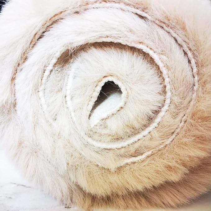 Ghouse Ultra Soft Faux Rabbit Fur Rug 3x5, Machine Washable Area Rugs for Bedroom Fluffy Rugs for Living Room, No-Shedding Carpet Sheepskin Rug Light Brown Beige