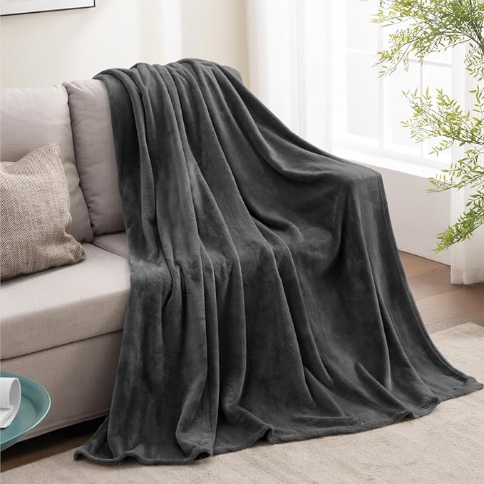 BEDELITE Fleece Blanket Charcoal Grey Throw Blankets for Couch & Bed, Luxury Plush Cozy Fuzzy 60x80 inches, Super Soft Warm Lightweight Throw for Travel Camping