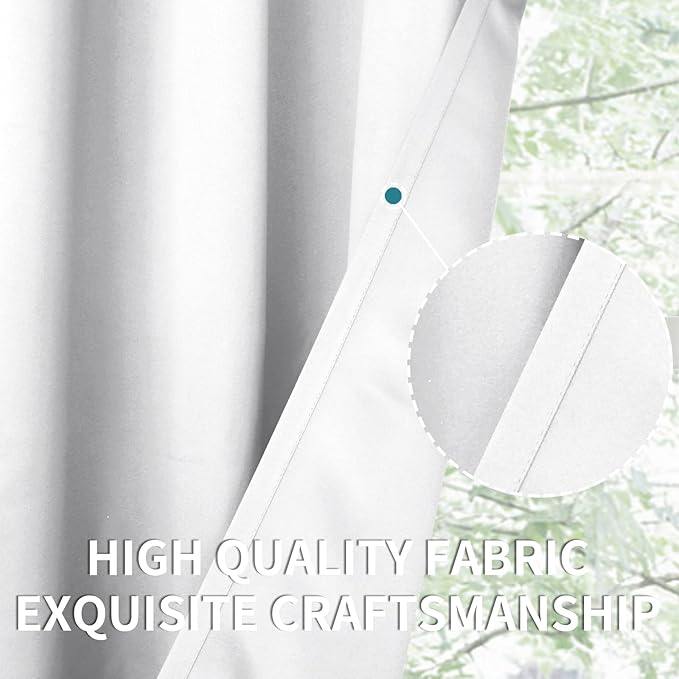 BGment Room Darkening Curtains for Bedroom - Grommet Thermal Insulated Window Treatments Light Blocking Curtains for Living Room, Set of 2 Panels, Each 46 x 72 Inch, Pure White