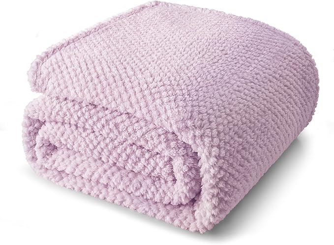 Whale Flotilla King Size Fuzzy Fleece Blanket for Bed, 90x104 Inch Fluffy Warm Soft Jacquard Blankets for All Season, Lightweight and Cozy, Lilac