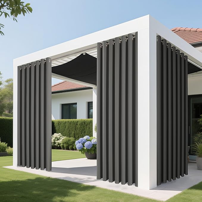 Joydeco Blackout Patio Sliding Door Curtains 90 Inches Long, Grommet Privacy Room Divider Curtains, Extra Wide Thermal Blackout Drapes for Bedroom Living Room (Light Grey, 100Wx90L, 1 Panel)