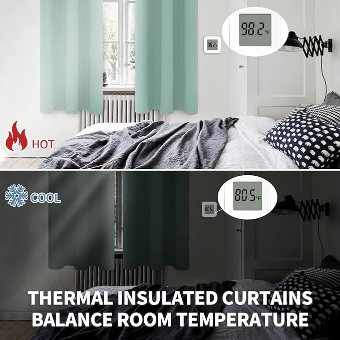 BGment Blackout Curtains - Grommet Thermal Insulated Room Darkening Bedroom and Living Room Curtains, Set of 2 Panels (42 x 84 Inch, Frosty Green)