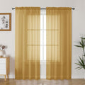 Gwine Gold Sheer Curtains 72 Inches Long 2 Panels Set for Front Door, Light Filtering Sheer Curtains for Living Room, Rod Pocket Window Treatments Drapes, Each 42" Wx72 L