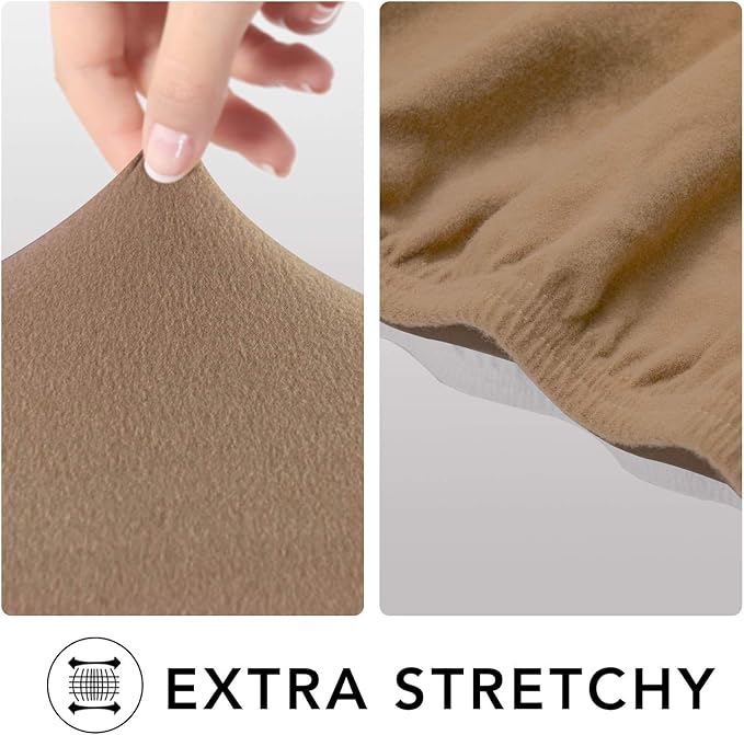 PureFit Super Stretch Sofa Slipcover – Spandex Non Slip Soft Couch Sofa Cover, Washable Furniture Protector with Non Skid Foam and Elastic Bottom for Kids, Pets （Oversized Sofa, Camel）
