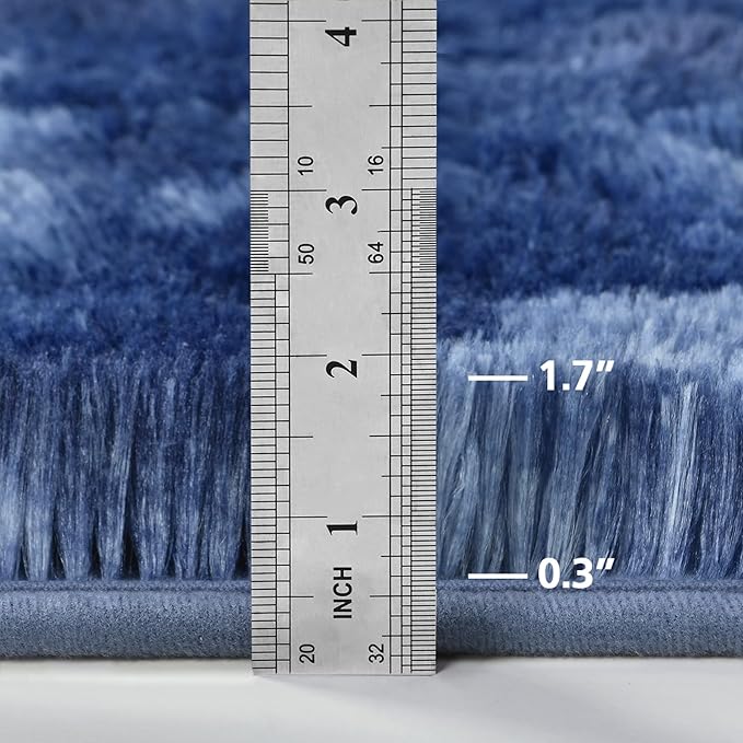 Shag Area Rug, 4 X 6 Plush Fuzzy Rugs for Living Room, Ultra Soft Fluffy Furry Rug for Bedroom, Indoor Carpet Nursery Rugs for Kids Room Home Decor, Tie-Dyed Navy Blue
