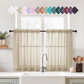 Taupe Small Sheer Curtains Tier 24 Inches Length 2 Pieces, Light Filtering Cafe Curtains Sheers for Living Room Bathroom, Modern Window Treatments Dual Rod Pocket Panels, 2X42Wx24L Inches