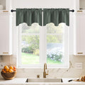 NICETOWN Blackout Scalloped Valances for Cafe & Loft - Rod Pocket Window Treatment Tiers/Drapes for Living Room Christmas Decoration (Dark Mallard, 2 Panels, 42 inch Wide x 18 inch Long)