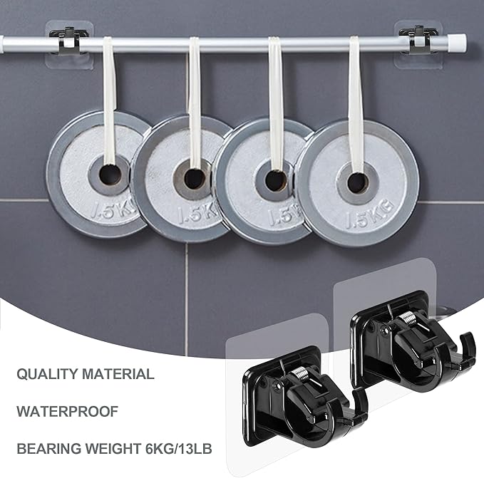 Codoule 8PCS No Drill Curtain Rod Brackets No Drilling Self Adhesive Curtain Rod Holder Hooks Nail Free Curtain Rod Hooks Curtain Hangers for Bathroom Kitchen Home Bathroom and Hotel (Black)