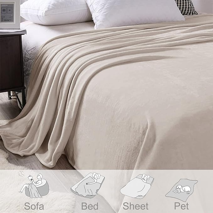 Exclusivo Mezcla Fleece Camel Throw Blanket for Couch, Sofa, Super Soft and Warm Blankets, All Season, Cozy, Plush, Lightweight, 50x60 Inches
