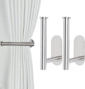 Groleca 2 Pack Adhesive Curtain Holdbacks - No Drill Curtain Tie Backs & Pull Backs (2, Silver)