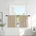 PONY DANCE Short Curtains Half Window Curtains, Kitchen & Bathroom, Width 29 x Length 30 inches, Biscotti Beige, 2 Pieces