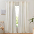 NICETOWN Linen Burlap Curtains 135 inches Long 2 Panels, Rod Pocket & Back Tab Natural Linen Blend Semi Sheer Window Treatments Privacy with Light Filtering for Bedroom/Living Room, W52 x L135