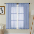 Gwine Denim Blue Sheer Curtains 63 Inch Length for Living Room 2 Panels, Light Filtering Rod Pocket Window Curtain Treatment for Bedroom, Voile Elegant Sheer Drapes，Each 42Wx63L