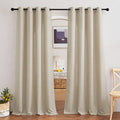 NICETOWN Light Filtering Linen Curtains 84 inch Long 2 Panels Set, Grommet Privacy Added Light Filtering Flax Semi Sheer Rustic Window Drapes for Bedroom/Living Room, Taupe, W52 x L84