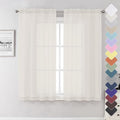 Lecloud Ivory Sheer Curtains 63 Inch Long 2 Panels, Elegant Voile Drapes for Dinning Small Windows, Light Filtering Voile Curtain for Living Room Bedroom Bathroom, Dual Rod Pocket, 40" Wx63 L