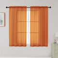 Orange Sheer Curtains for Bedroom Living Room 45 Inch Length 2 Panels, Soft Airy Light Filtering Small Kitchen Window Curtains, Rod Pocket Short Curtain Drapes, Orange, 42" Wx45 L Inches