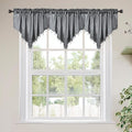 Molaxhome Swag Curtain 51 inch Length Rod Pocket Scalloped Curtain Valance Sheer Lace Panels with Hanging Crystal Beads for Kitchen Bedroom Window Treatments Drape Decor 1pc (Cloth Grey, 51Wx23L)