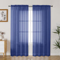 Gwine Royal Blue Sheer Curtains 90 Inches Long 2 Panels Set, Light Filtering Solid Filmy Drapes for Living Room Bedroom, Elegant Soft Rod Pocket Voile Sheer Window Curtains, 42Wx90L Inch, 2PCS