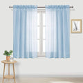 DWCN Sky Blue Sheer Curtains Semi Transparent Voile Rod Pocket Curtains for Bedroom and Living Room, 52 x 54 inches Long, Set of 2 Panels