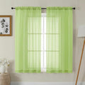 Gwine Sheer Curtains 63 Inch Length - Light Filtering Rod Pocket Window Curtain Panels for Bedroom, Elegant Soft Voile Living Room Sheer Drapes, Each 42Wx63L, 2 Panels, Lime