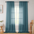 Dusty Blue Sheer Curtains for Bedroom Living Room 96 Inches Long 2 Panels, Modern Airy Soft Lightweight Rod Pocket Light Filtering Sheer Curtains Drapes, Dusty Blue, Each 42" Wx96 L Inch