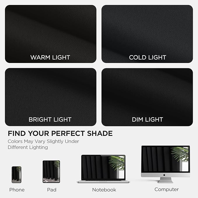 Joydeco Blackout Patio Sliding Door Curtains 108 Inches Long, Grommet Privacy Room Divider Curtains, Extra Wide Thermal Blackout Drapes for Bedroom Living Room (Black, 100Wx108L, 1 Panel)