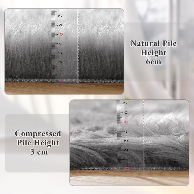ORINOVA Light Silver Gray Faux Washable Shaggy Fur Rugs for Bedroom Plush Area Rugs for Living Room 2x3 Nursery Rug Home Room Décor