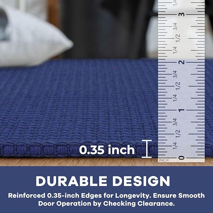 KOZYFLY Rugs for Entryway 3x5 ft Washable Area Rug Non Slip Rubber Backed Entry Rug Woven Indoor Door Mat Cotton Kitchen Rugs Floor Carpet for Entryway, Foyer, Backdoor, Royal Blue/Navy