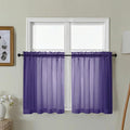 Gwine Short Kitchen Sheer Curtains 30 Inch Length - Light Filtering Voile Small Half Window Curtain for Basement, Rod Pocket Cafe Curtains for Bathroom Cabinet, 42Wx30L Inch, 2 Panels, Purple