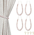 Hion 4 Pcs Boho Curtain Tiebacks,Wood Beads Curtain Holdbacks,Outdoor Farmhouse Tie Backs for Curtains,Curtain Holders for Drapes Home Office Decor with Hooks(White Washed)