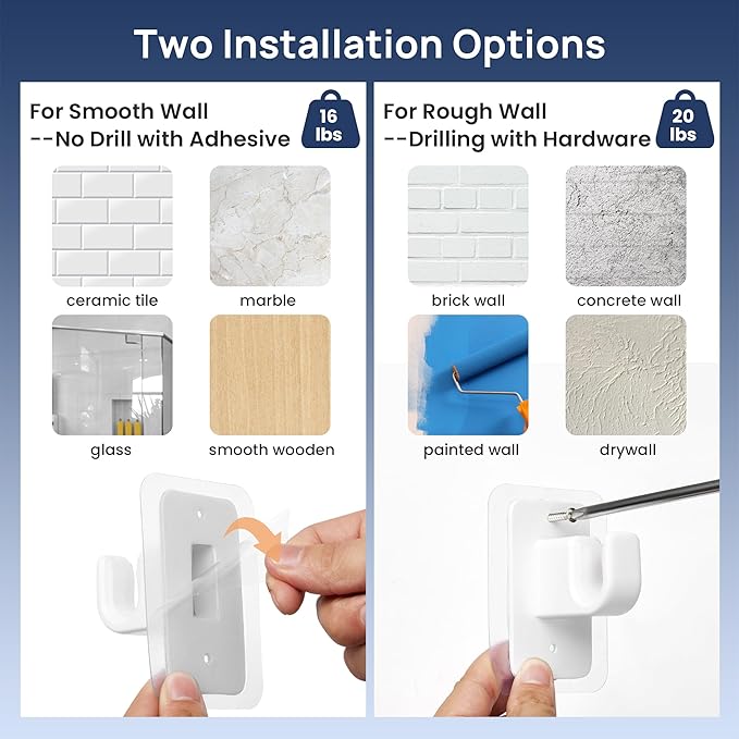 ENJOYBASICS No Drill Curtain Rods for Window 66 to 120 Inches, 5/8 Inch Diameter Renter Friendly Drapery Rod with Adhesive Brackets without Drilling, Adjustable from 27 to 130 Inches, White