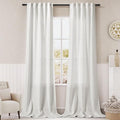Extra Long Off White Curtain 108 inches Long 2 Panels Set for Living Room Back Tab Modern Farmhouse Coastal Decor Cotton Textured White Sheer Linen Curtains 108 inch Length for Large Window 9 FT