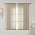 Sheer Taupe Curtains for Bedroom Living Room 54 Inch Length 2 Panels Set, Solid Soft Airy Light Filtering Window Treatments, Modern Rod Pocket Drapes, Taupe, 42" Wx54 L Inches