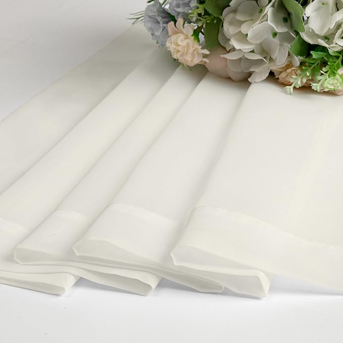Lecloud 14 Inch Ivory Sheer Curtains Valance 2 Pieces, Cafe Kitchen Curtain for Small Window Dual Rod Pockets, Light Filtering Living Room Bedroom Half Valance Curtains, 40" Wx14 L