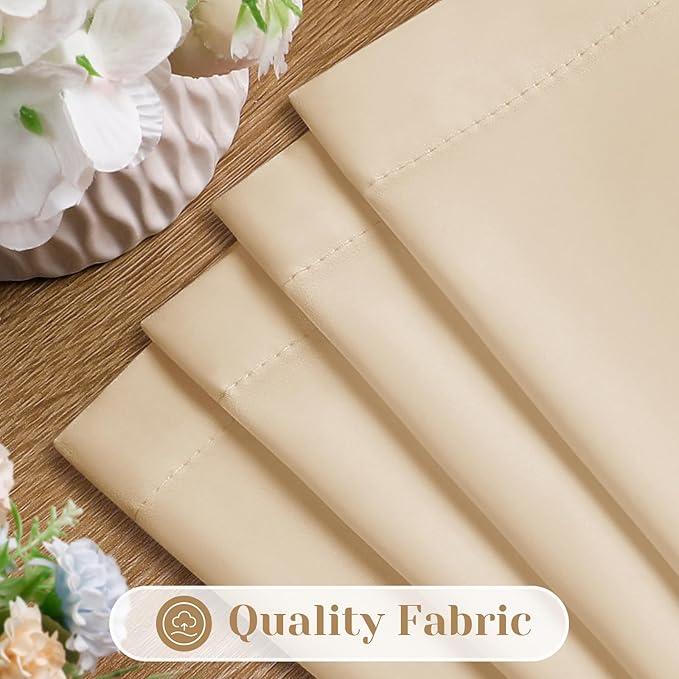 HOMEIDEAS Non-See-Through Beige Privacy Sheer Curtains, 52 X 63 Inches Long 2 Panels Taupe Sheer Curtains Light Filtering Window Drapes for Bedroom Living Room