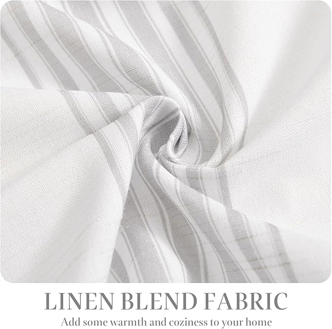 jinchan Striped Linen Valance Curtain 16 Inch Vertical Striped Valance for Kitchen Bathroom Light Filtering Rod Pocket Cottagecore Farmhouse Semi Sheer Short Window Curtain 1 Panel Grey