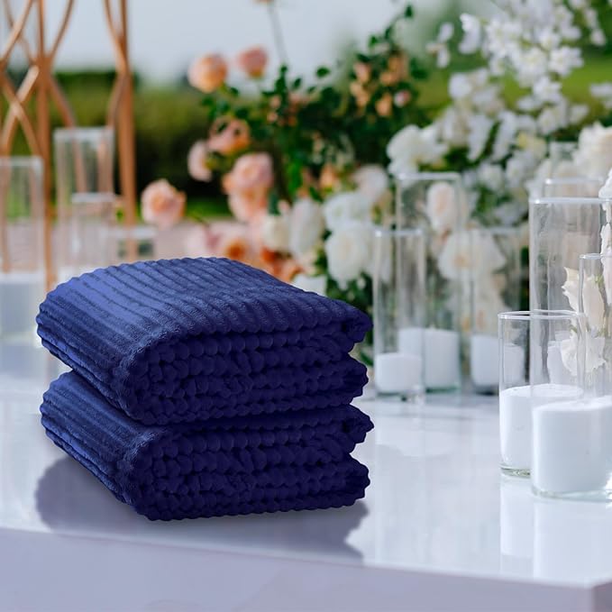 Buryeah 12 Pcs Flannel Throw Blanket Bulk 50 x 60 in Sleepover Blanket Outdoor Wedding Throw Lightweight, Oeko-tex Standard 100 Certified for Sofa Homeless Gifts (Navy)